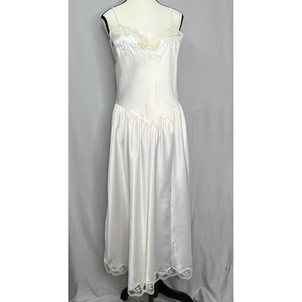 Vintage Victoria's Secret 80s Crown Label Drop Waist Midi Satin Nightgown  Sz L?